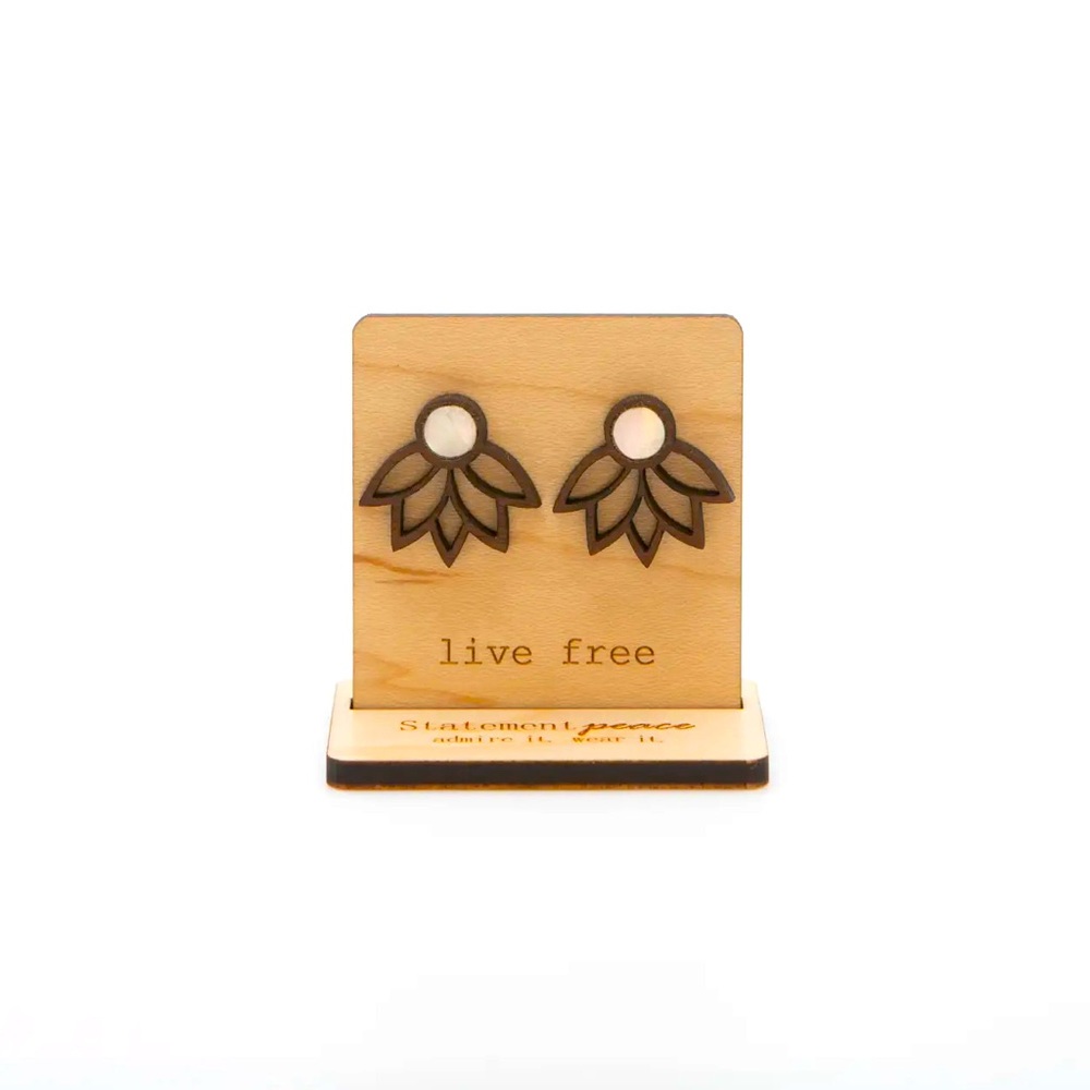 Statement Peace Lotus Pearl Stud Earrings